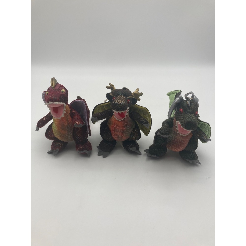 Vintage 1999 Animal Alley Toys R Us Metallic Dragon Plush Set of 3
